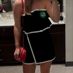 Stylish Black and White Strapless Dress